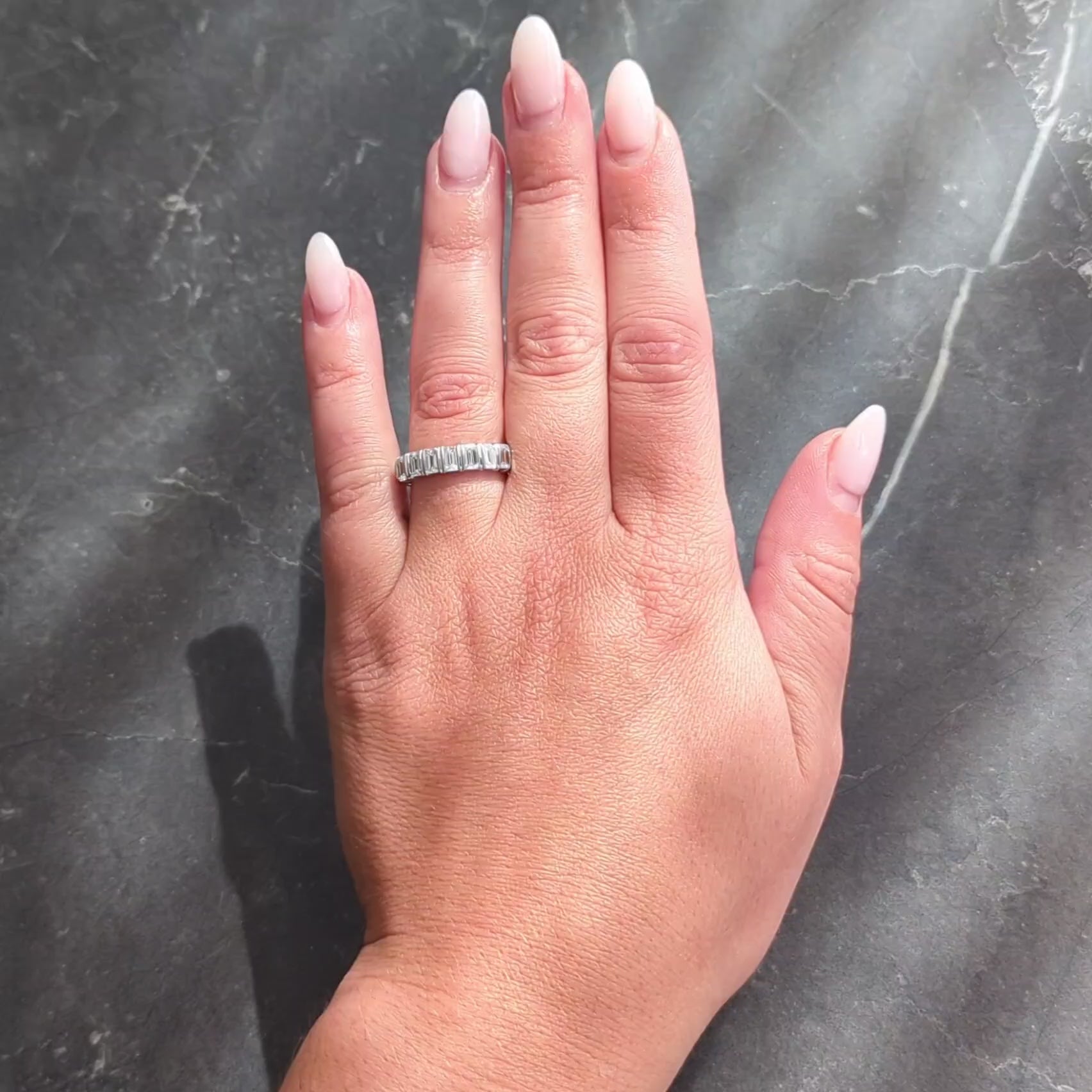 2000's Diamond Platinum Baguette Stacking Band Ring