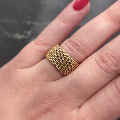 Tiffany & Co. 2000's 18 Karat Yellow Gold Somerset Mesh Band Ring
