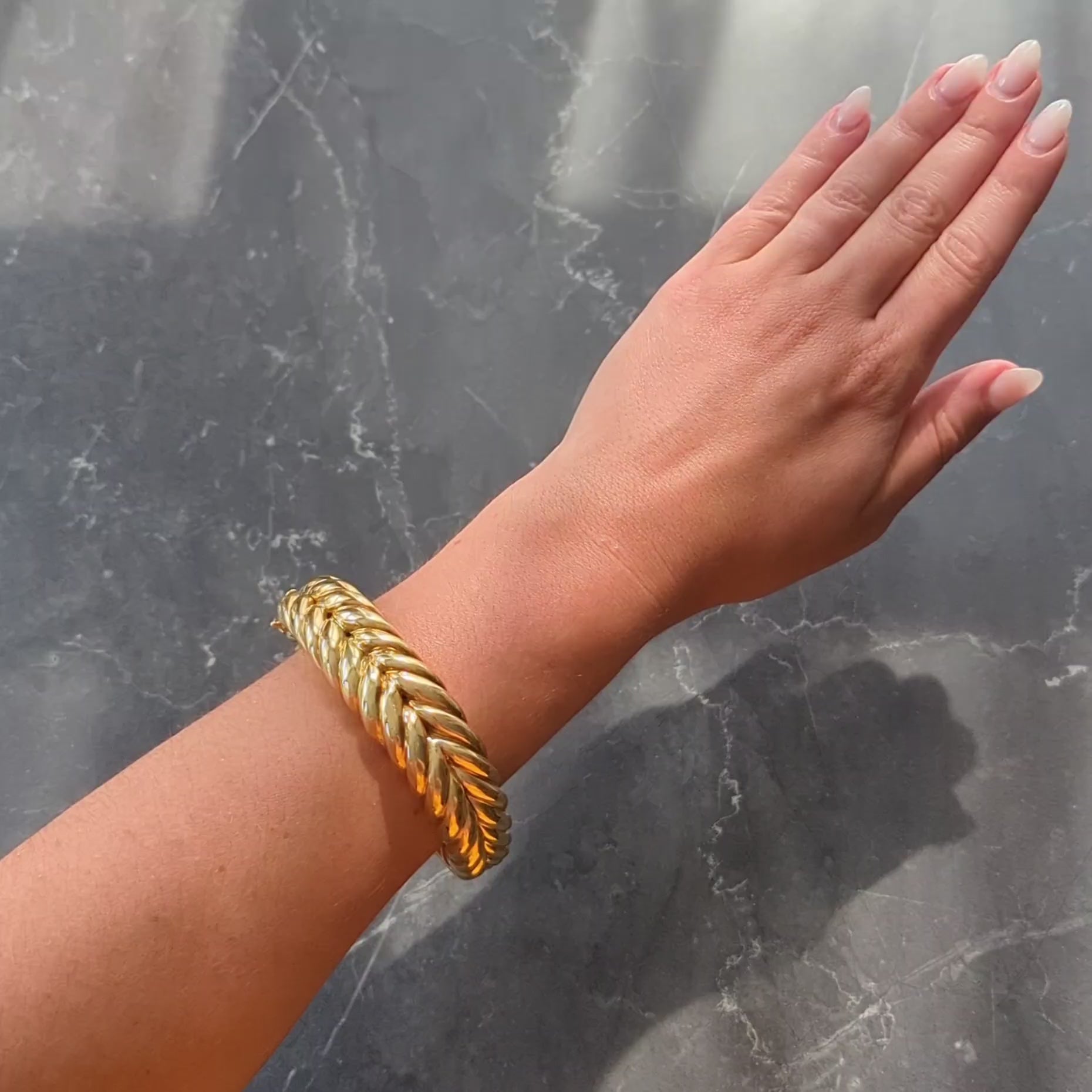 Tiffany & Co. 1980's 18 Karat Yellow Gold Vintage Weave Bangle Bracelet