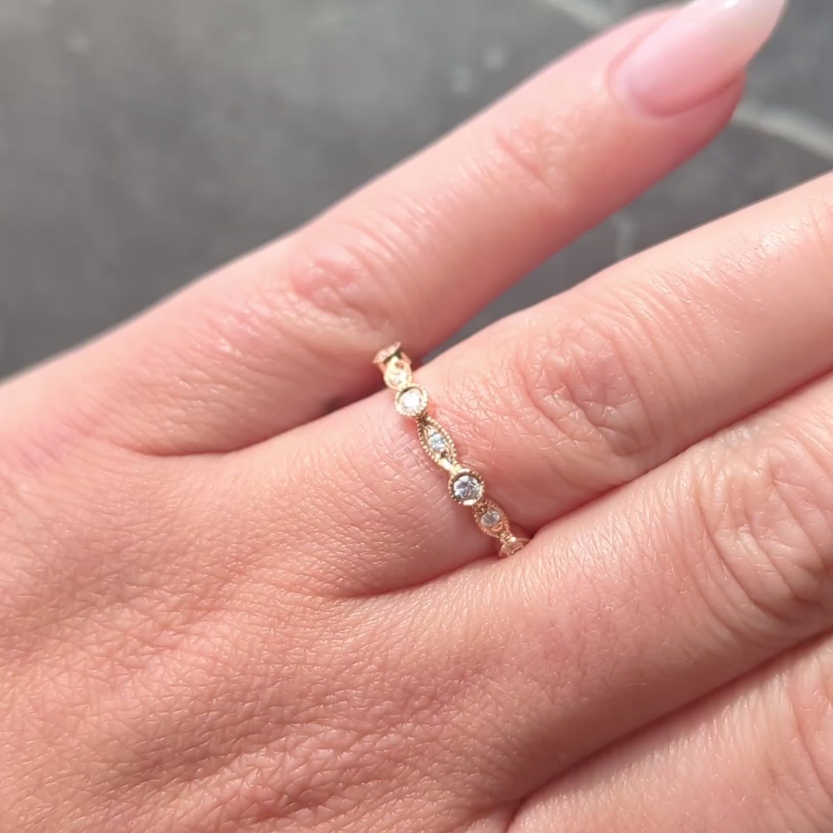 Hana 2010's Diamond 18 Karat Rose Gold Contemporary Eternity Wedding Band Ring