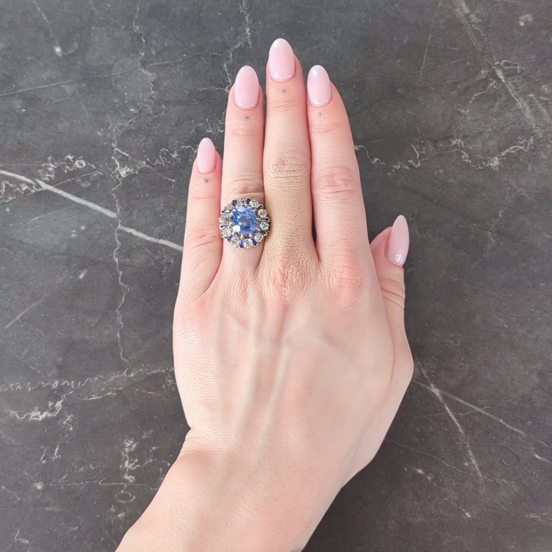 Victorian 11.06 CTW No Heat Ceylon Sapphire Diamond 14K Gold Antique Ring