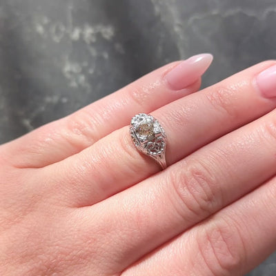 Art Deco 0.42 CTW Fancy Brown-Yellow Diamond 18K Gold Vintage Engagement Ring