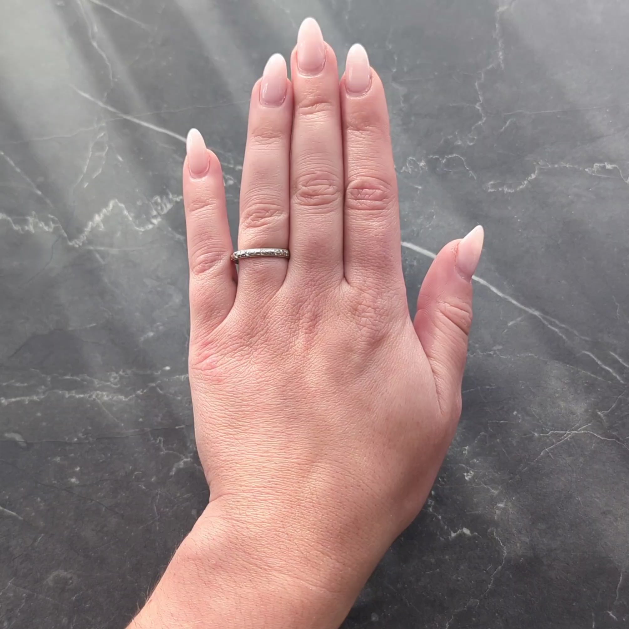 Art Deco 18 Karat White Gold Vintage Orange Blossom Wedding Band Ring