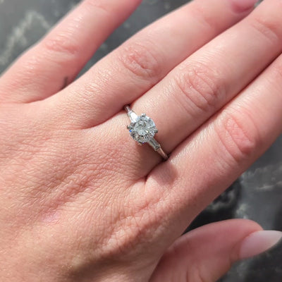 Mid-Century 1.57 CTW Diamond Platinum Vintage Engagement Ring GIA