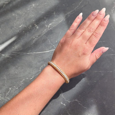 Oscar Heyman 5.80 CTW Diamond 18 Karat Yellow Gold Vintage Woven Line Bracelet