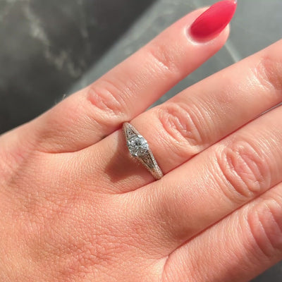Art Deco 0.47 CT Diamond Platinum Vintage Orange Blossom Engagement Ring