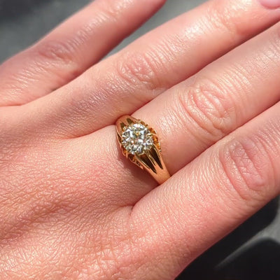 1960's Old Mine Diamond 18 Karat Yellow Gold Vintage Belcher Engagement Ring
