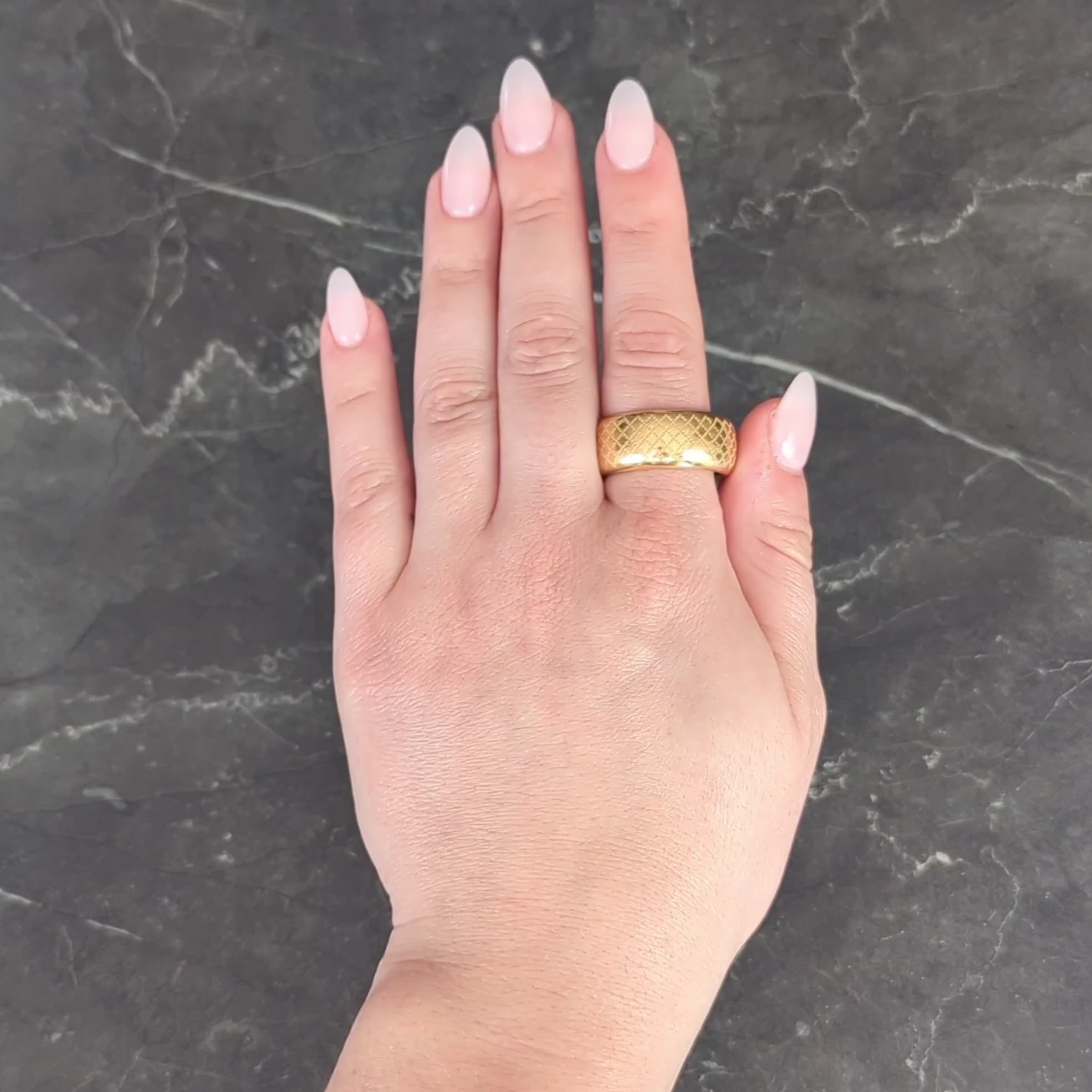 Gucci Contemporary 18 Karat Yellow Gold Diamantissima Wide Band Ring