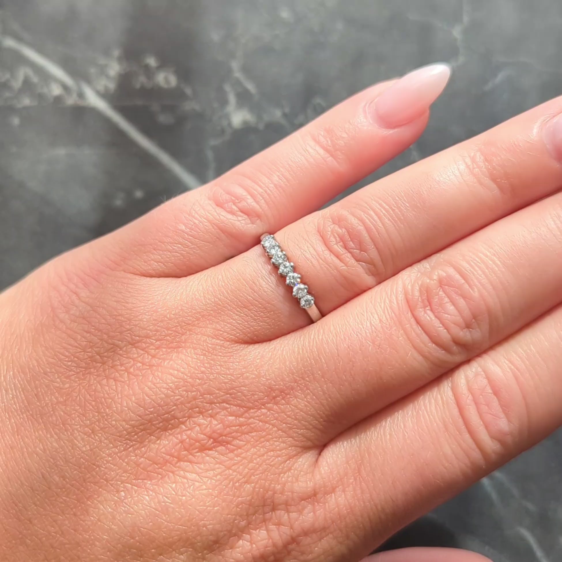 Mid-Century 0.35 CTW Diamond Platinum Vintage Wedding Band Ring