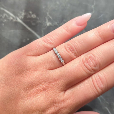 Mid-Century 0.35 CTW Diamond Platinum Vintage Wedding Band Ring