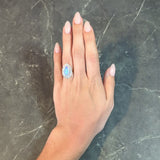 Edwardian Antique Pear Jelly Opal Diamond Platinum 14 Karat Gold Halo Ring