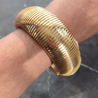 1960's 14 Karat Yellow Gold Vintage Wide Tubogas Bracelet