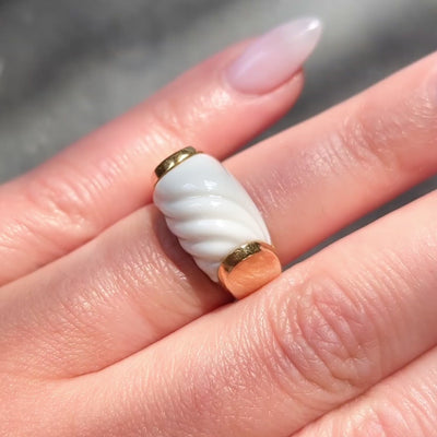 Bvlgari Ceramic 18 Karat Yellow Gold Vintage Chandra Ring