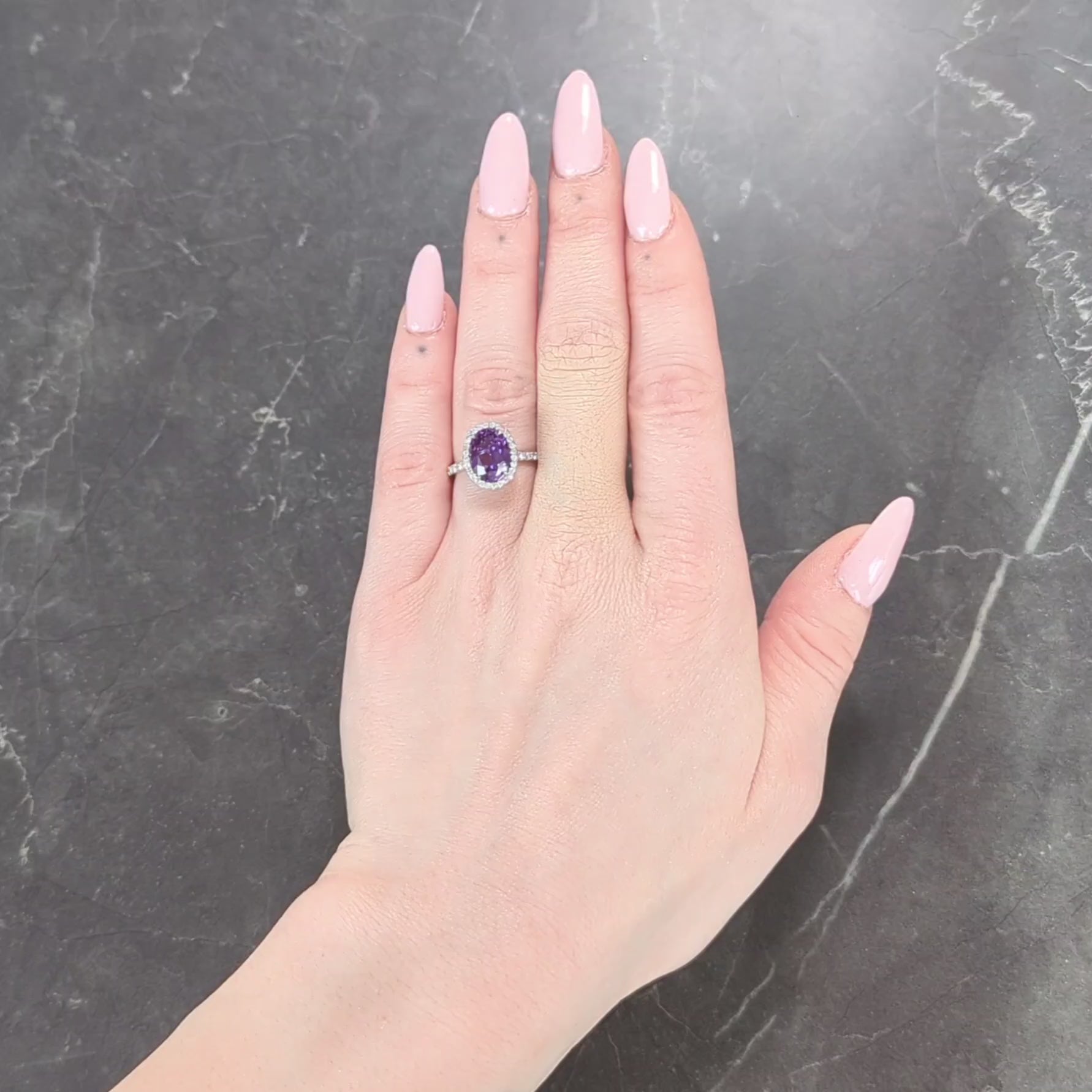 Tiffany & Co. 3.78 CTW No Heat Ceylon Purple Sapphire Diamond Platinum Ring GIA
