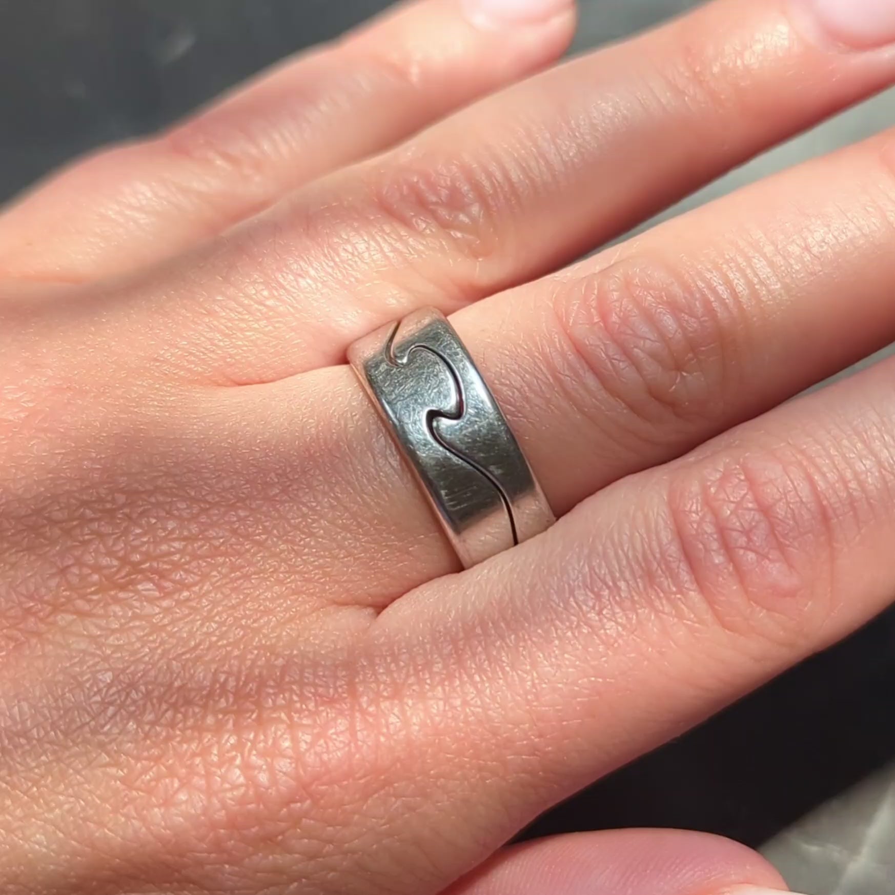 Nina Koppel For Georg Jensen 1990's 18 Karat White Gold Vintage Puzzle Ring