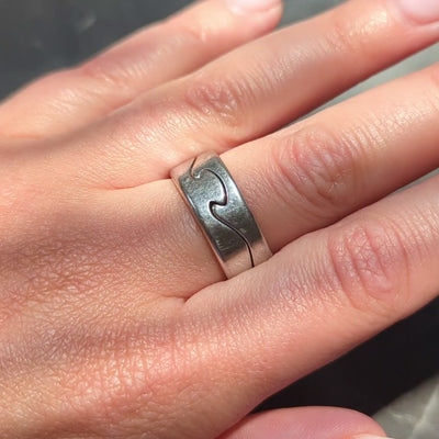 Nina Koppel For Georg Jensen 1990's 18 Karat White Gold Vintage Puzzle Ring