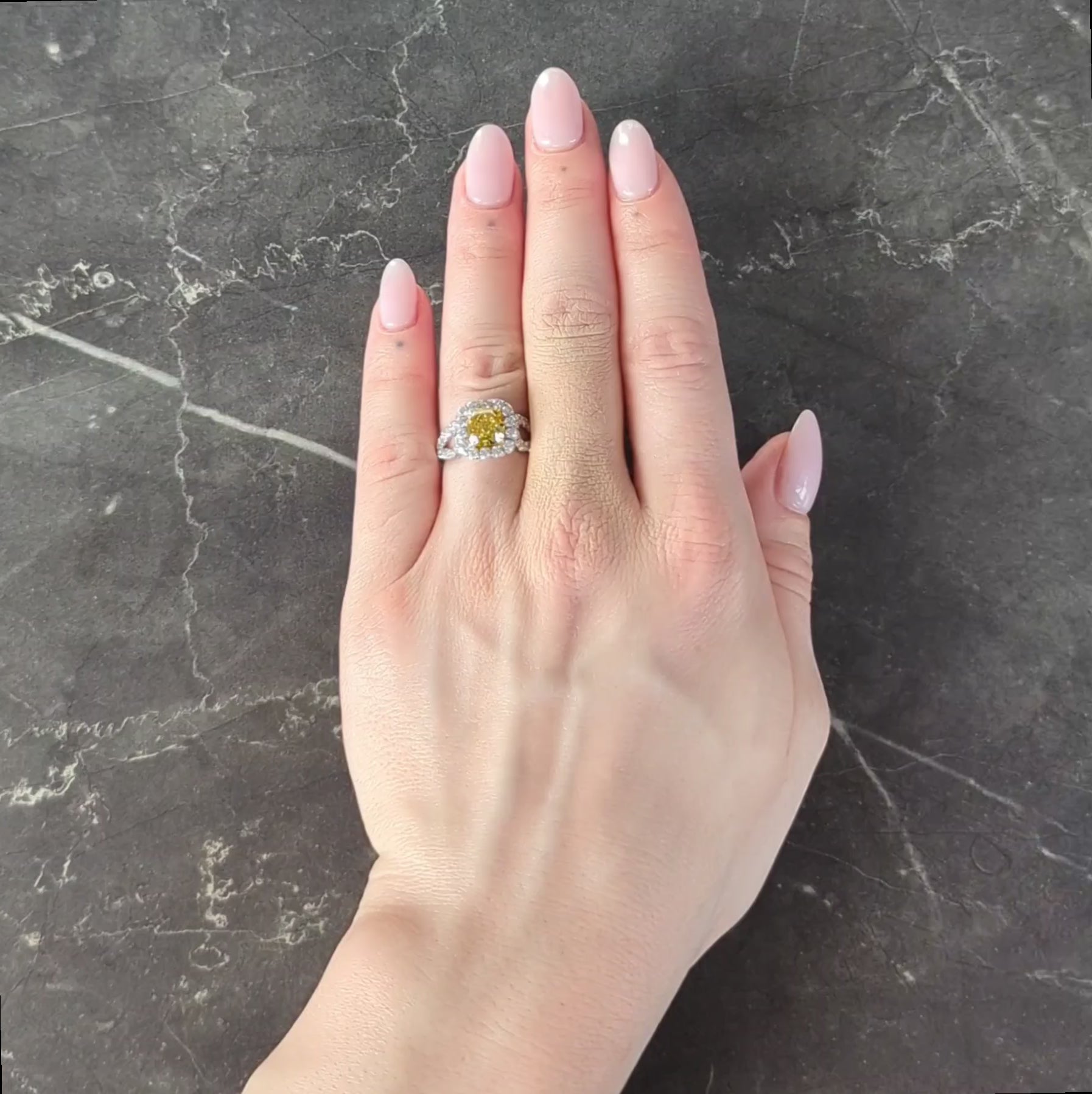 2.79 CTW Fancy Yellow Diamond Platinum 18K Gold Halo Engagement Ring GIA