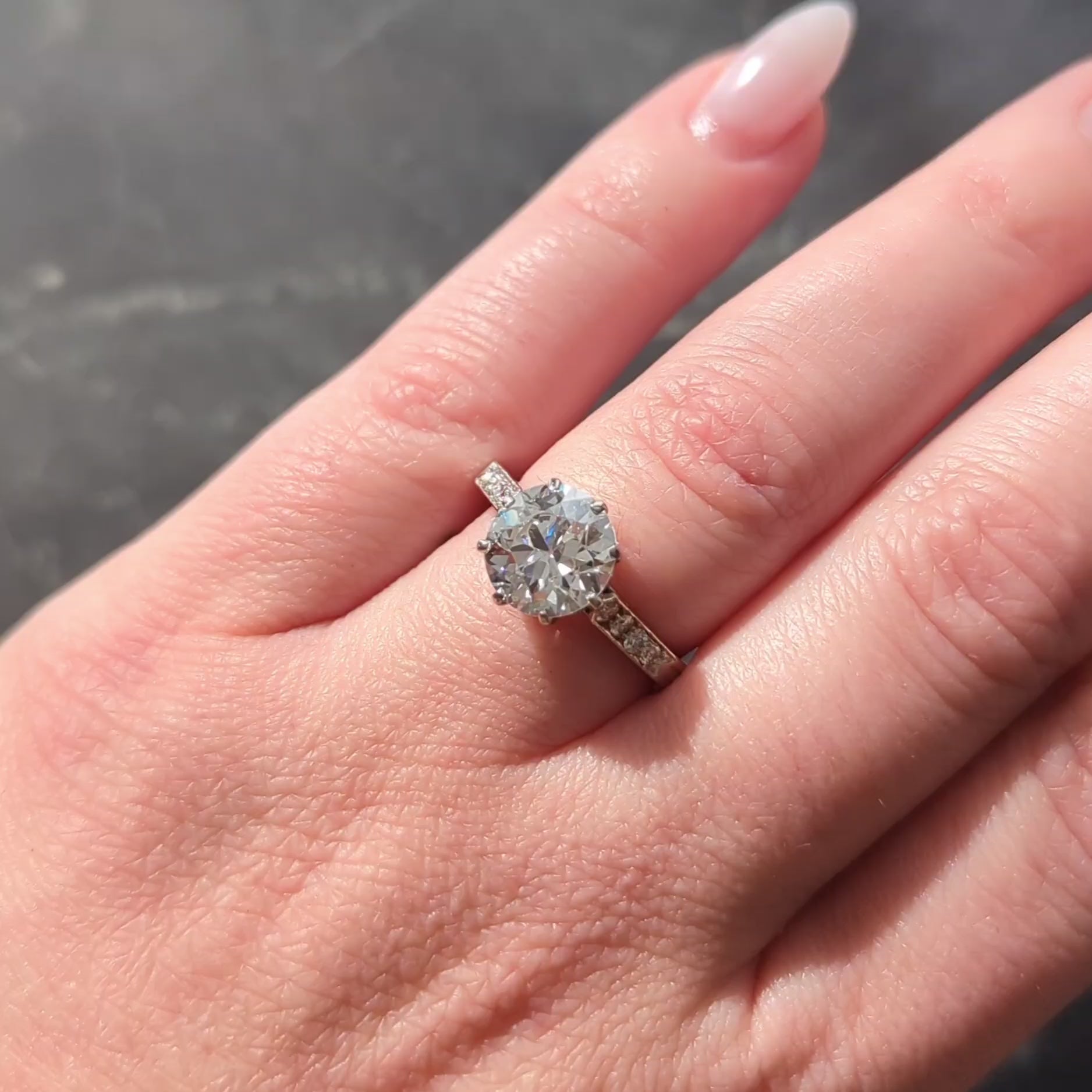 Edwardian 2.68 CTW Old European Cut Diamond Platinum Antique Engagement Ring