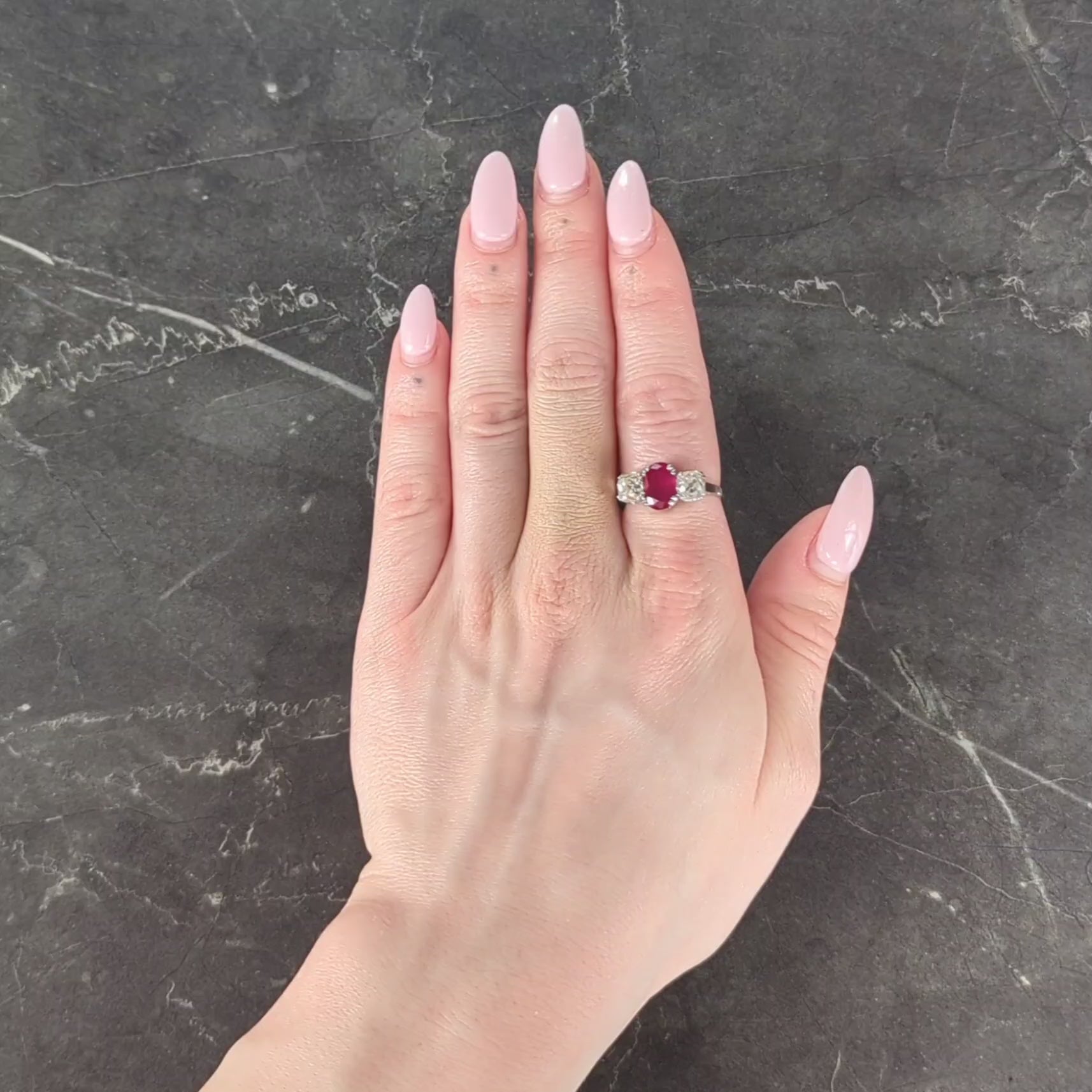 Art Deco 3.35 CTW No Heat Burma Ruby Diamond Platinum Vintage 3 Stone Ring GIA