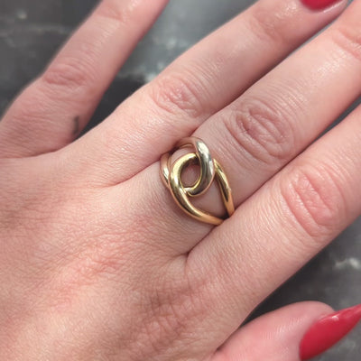 Cartier 1970's 18 Karat Two-Tone Yellow White Gold Vintage locking Loop Ring