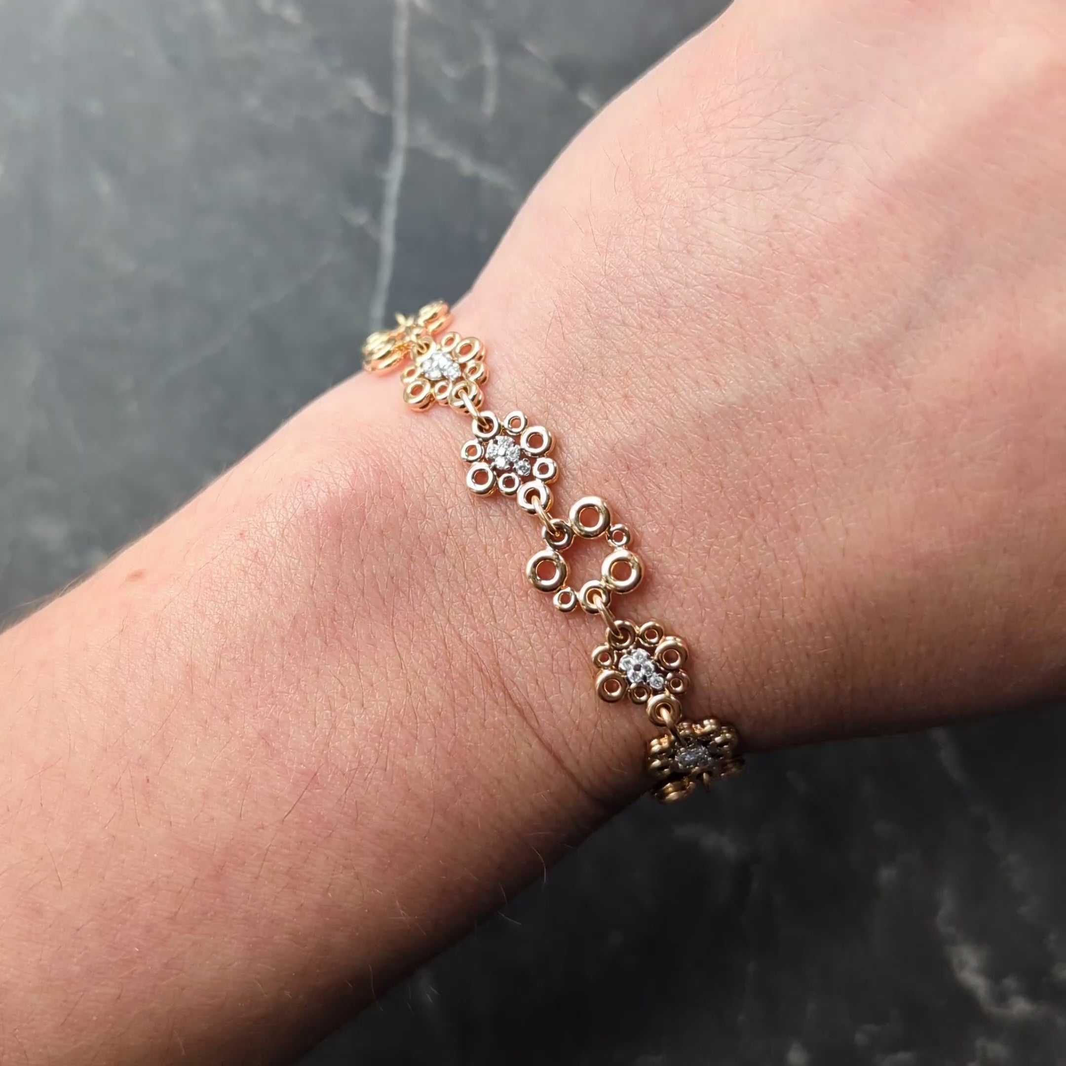 Roberto Coin Diamond 18 Karat Yellow Two-Tone Gold Bubble Bracelet