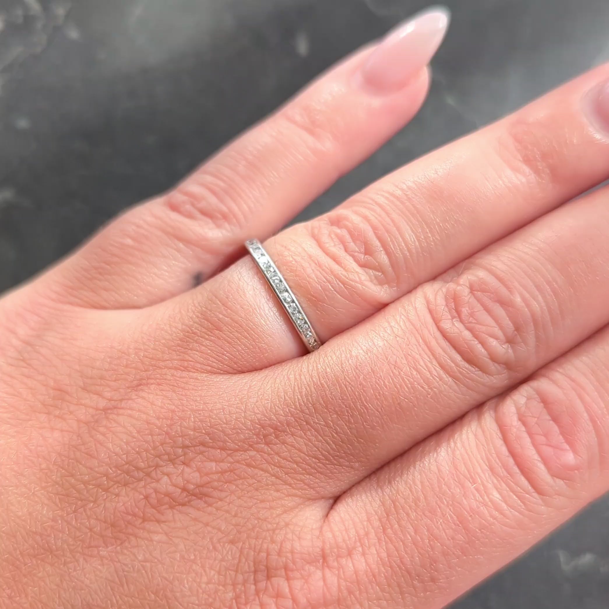 Art Deco 0.60 CTW Diamond Platinum Vintage Eternity Channel Wedding Band Ring