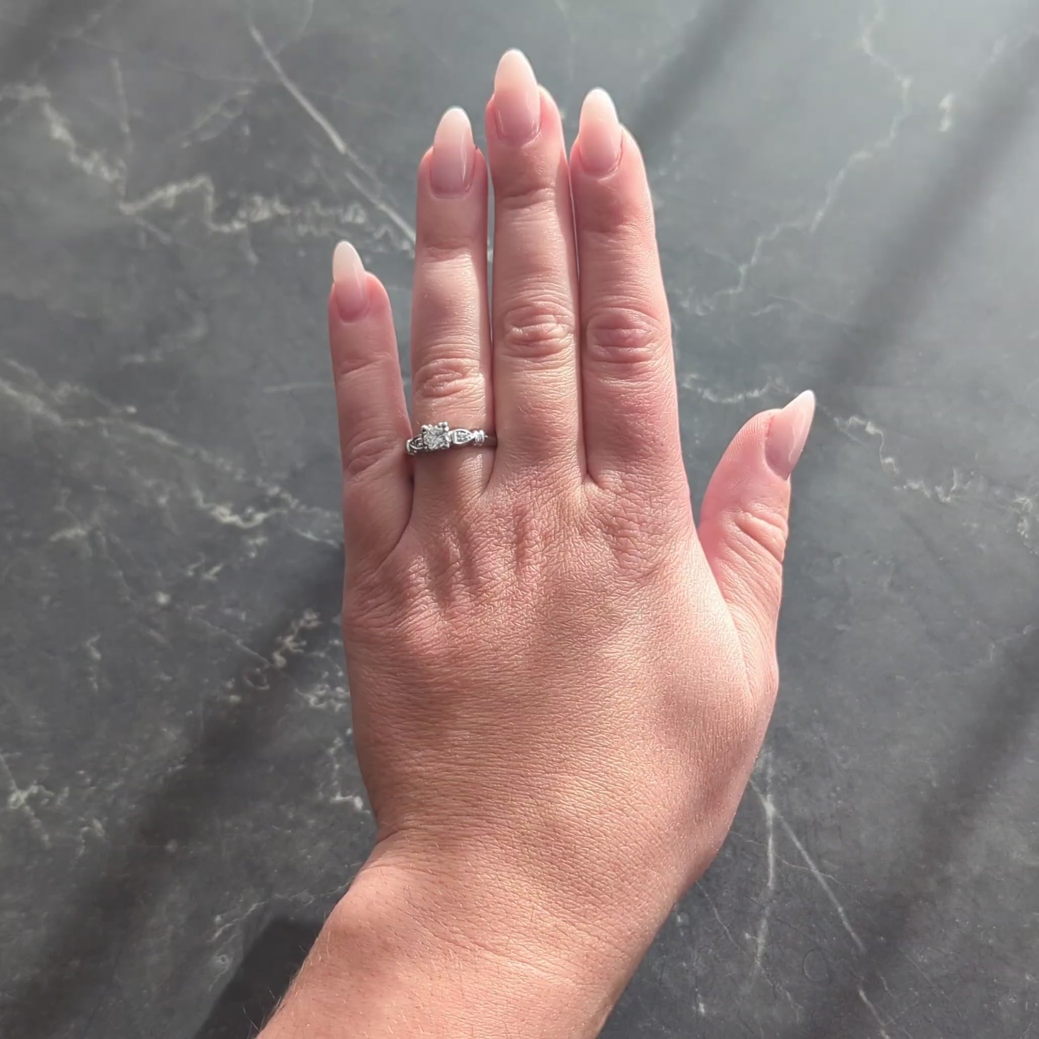 Retro 0.38 CTW Transitional Diamond Platinum Vintage Knife Edge Engagement Ring