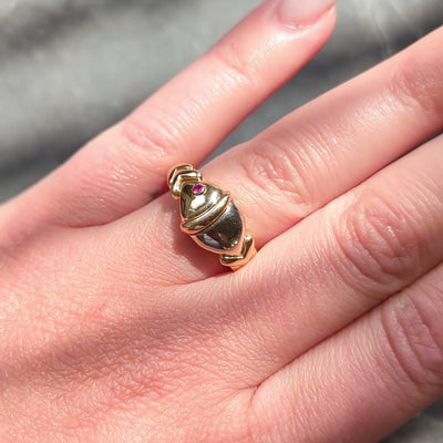 Bulgari 1990's Ruby 18 Karat Two-Tone Gold Vintage Naturalia Ring
