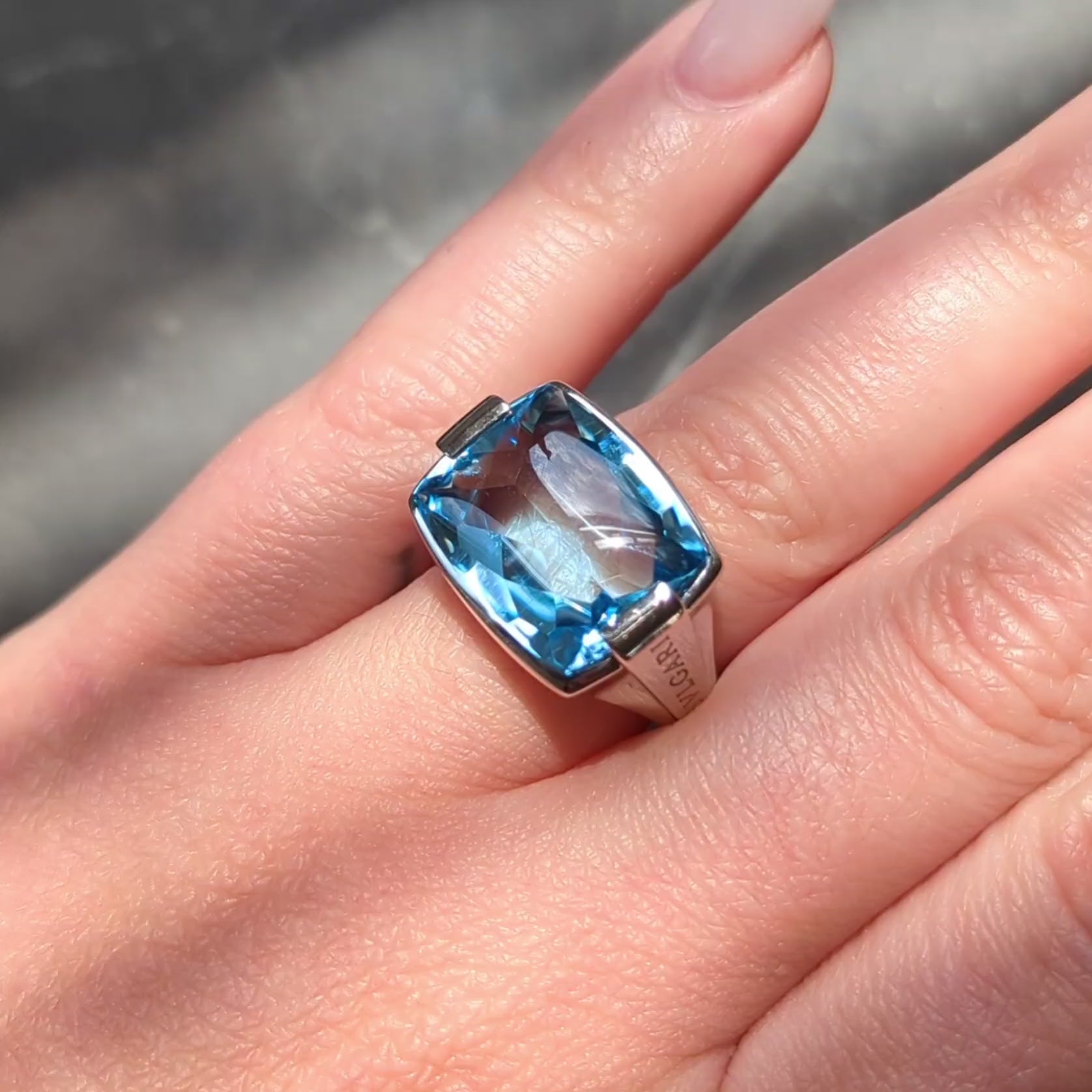 Bulgari 2000's Topaz 18 Karat White Gold Contemporary Metropolis Statement Ring