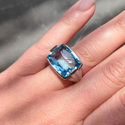 Bulgari 2000's Topaz 18 Karat White Gold Contemporary Metropolis Statement Ring
