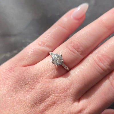 1930's Art Deco 1.34 CTW Old Mine Cut Diamond Platinum Vintage Engagement Ring