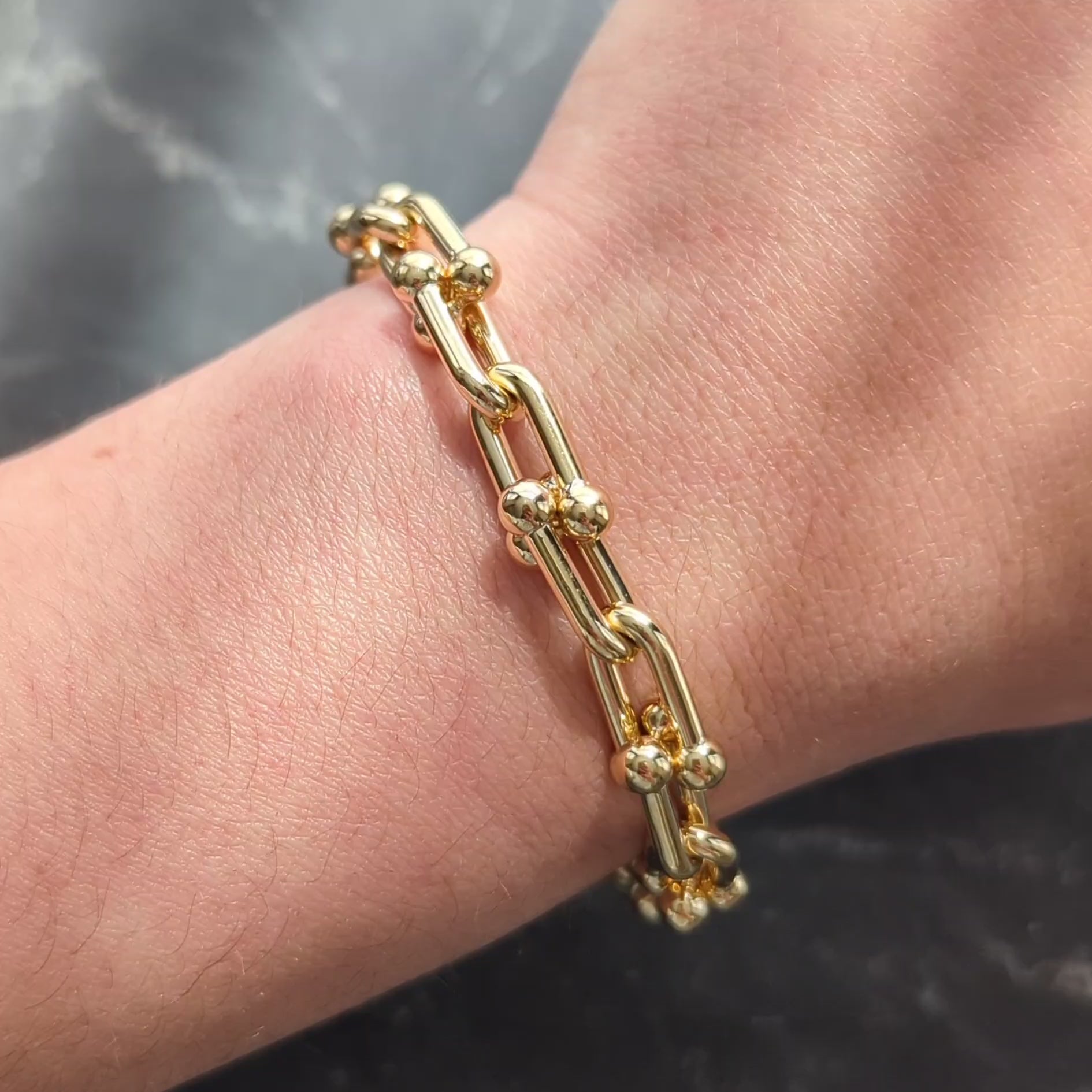 Tiffany & Co. 18 Karat Yellow Gold Small Hardware Link Bracelet