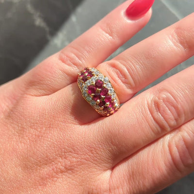 Van Cleef & Arpels French 1980's Ruby Diamond 18K Gold Vintage Buckle Ring