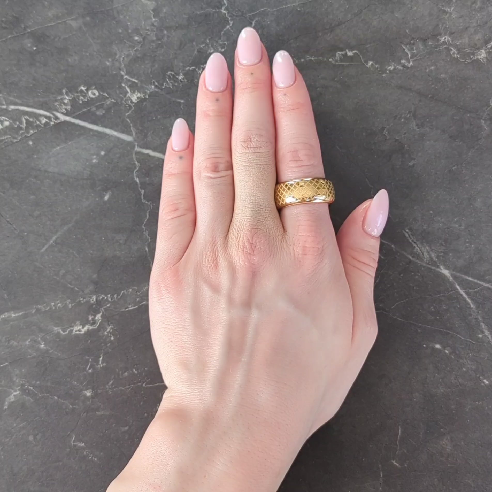 Gucci Contemporary 18 Karat Yellow Gold Diamantissima Wide Band Ring