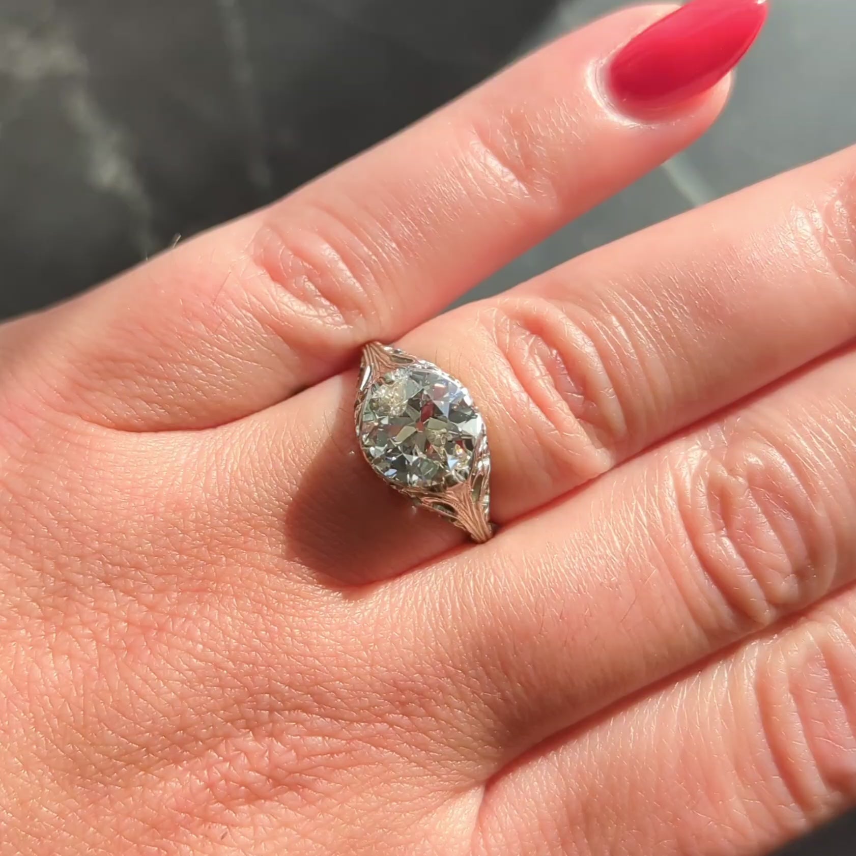 Edwardian Old European Diamond 18K Gold Antique Solitaire Engagement Ring