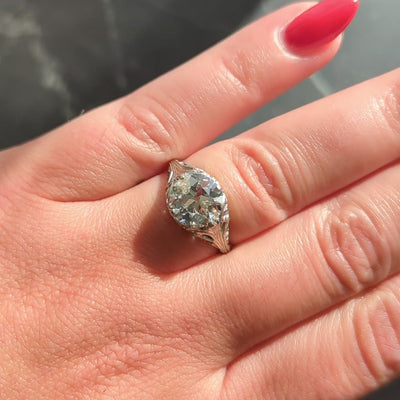 Edwardian Old European Diamond 18K Gold Antique Solitaire Engagement Ring