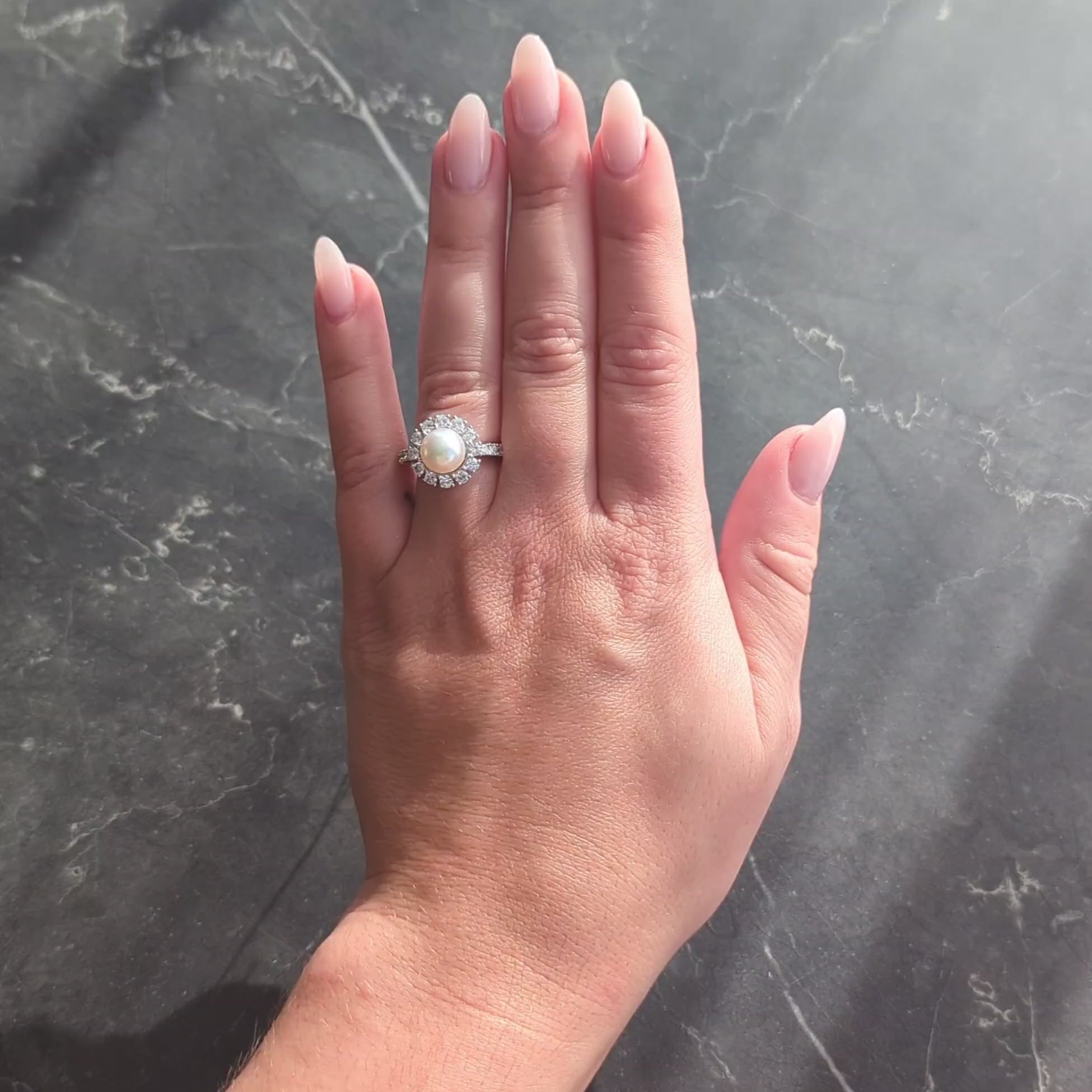 Assael Contemporary 1.04 CTW Diamond South Sea Pearl 18K Gold Halo Ring