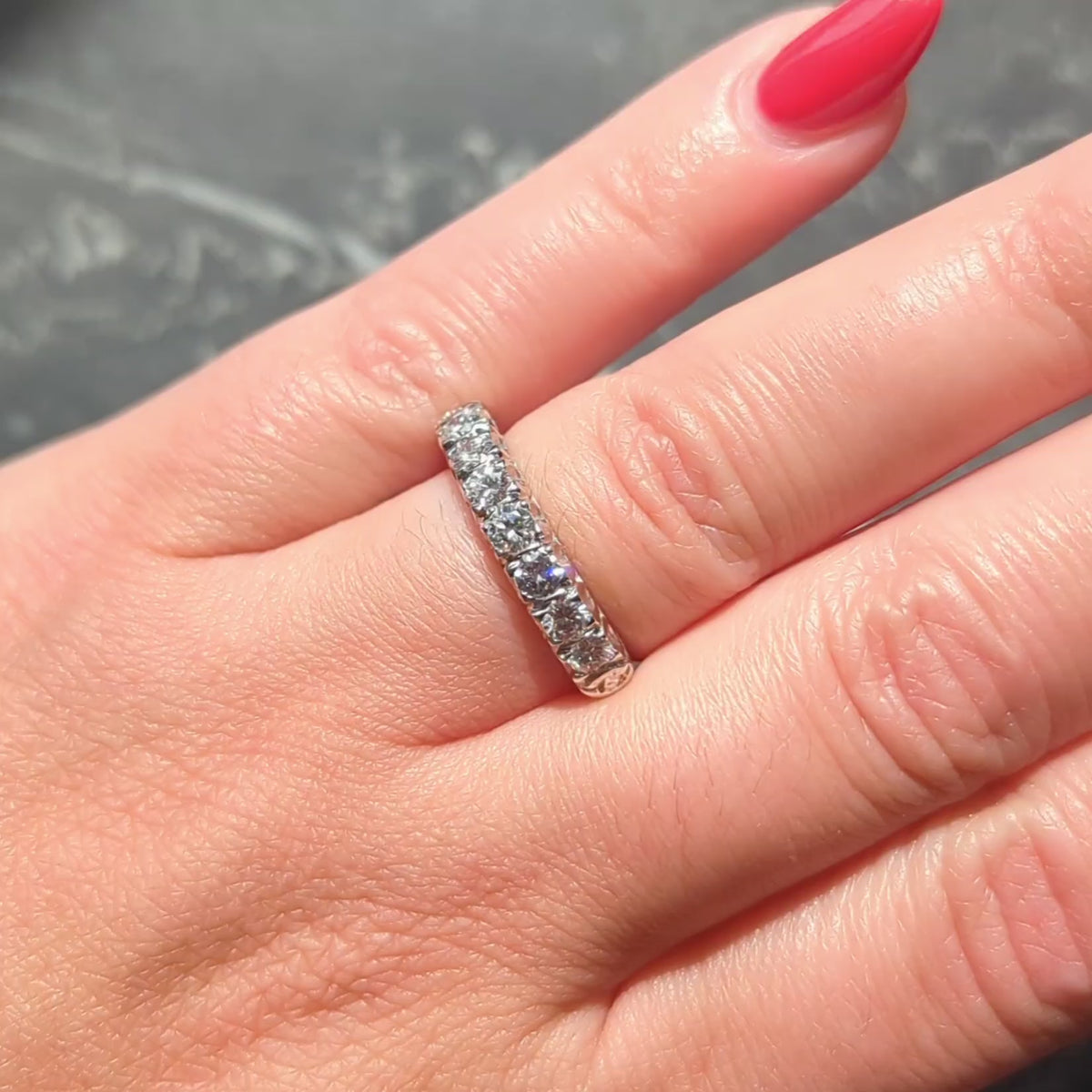 Mid-Century 0.70 CTW Diamond 14 Karat White Gold Fishtail Vintage Band Ring
