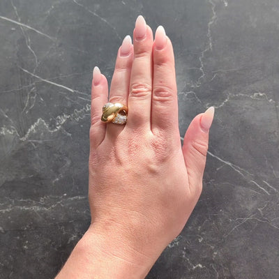 Cartier 1980's 3.00 CTW Diamond 18K Gold Vintage Twisting Pavé Puffy Band Ring