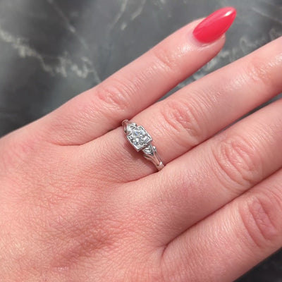 Art Deco Byard Brogan 0.36 CTW Diamond Platinum Square Form Engagement Ring