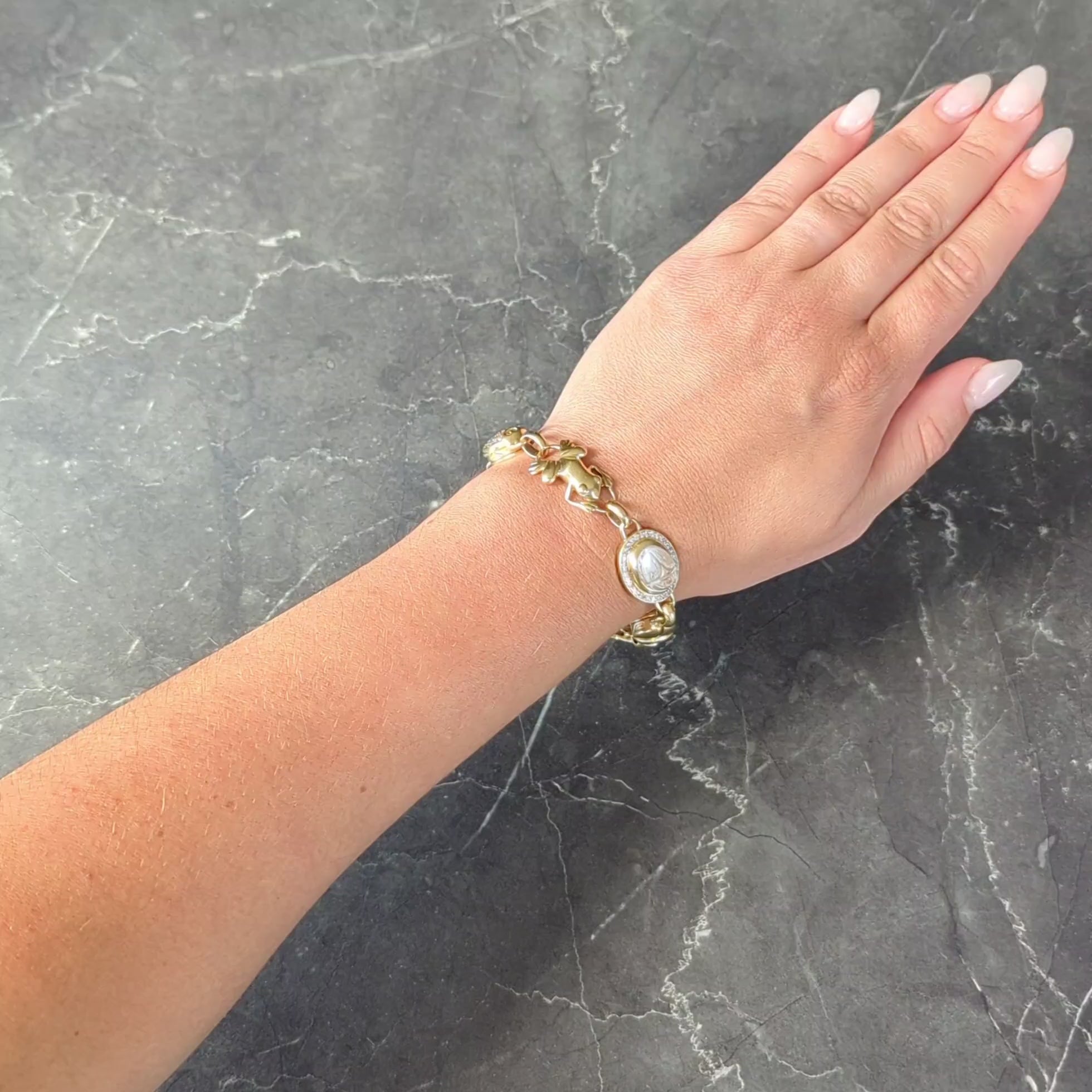 Robert Clerc Contemporary Diamond Quartz 18K Yellow Gold Egyptian Bracelet