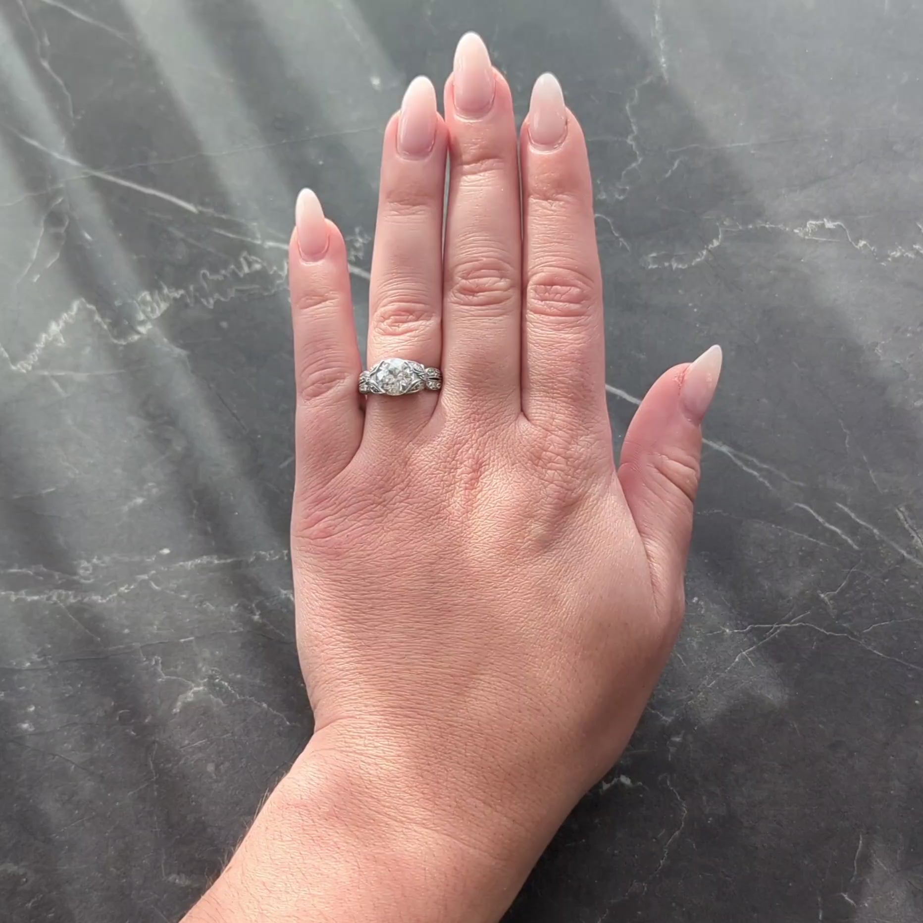 Belle Epoque Old European Diamond Platinum Butterfly Antique Engagement Ring GIA