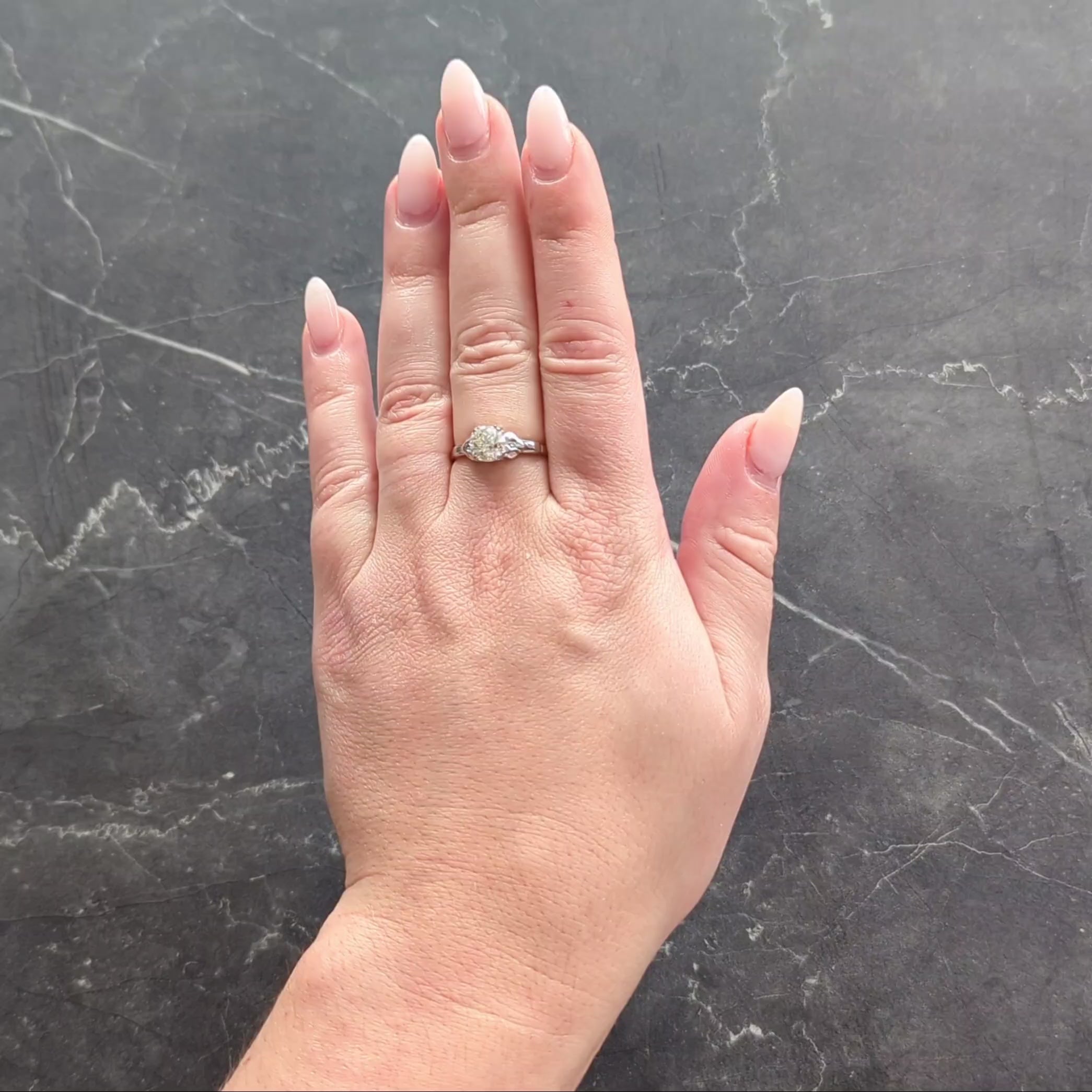 Retro 1.28 CTW Old Mine Diamond 14K Gold Vintage Floral Engagement Ring