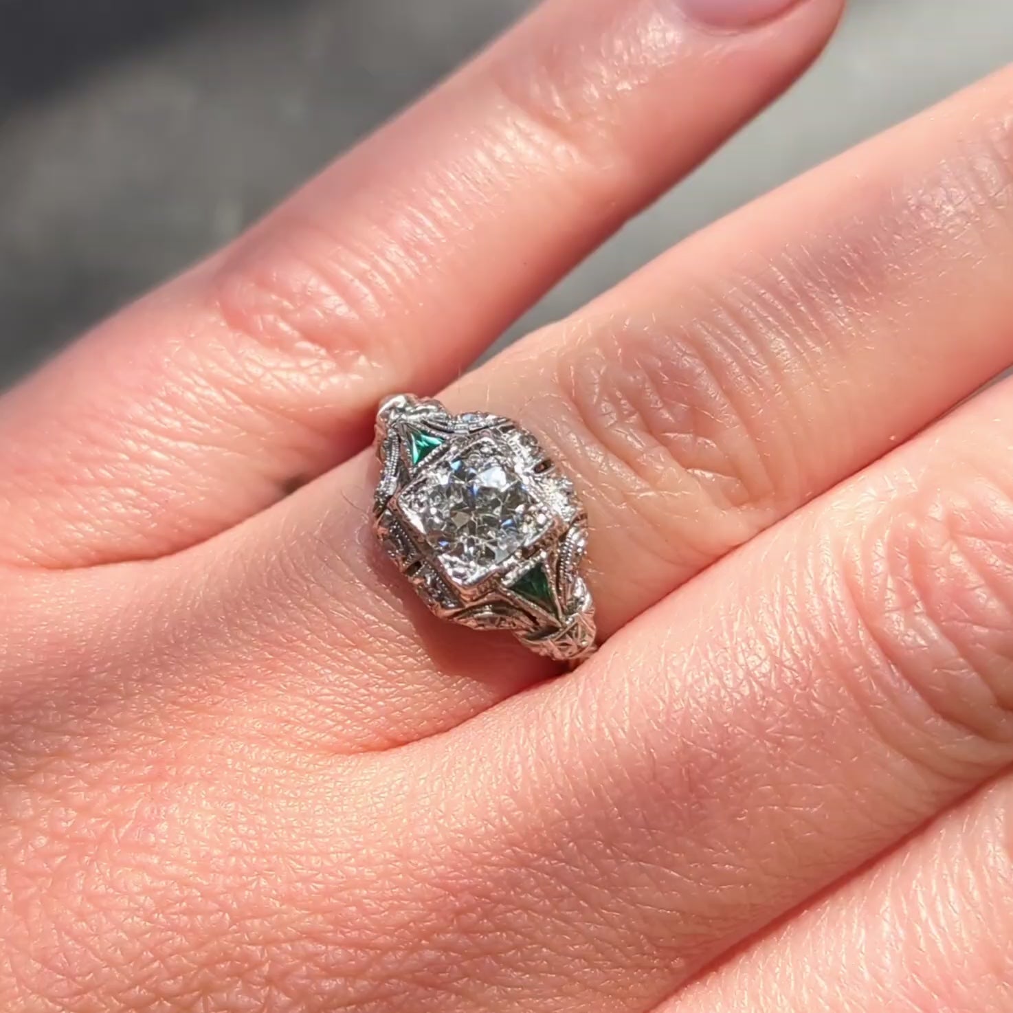 Art Deco 0.82 CTW Diamond Platinum Vintage Ornate Engagement Ring
