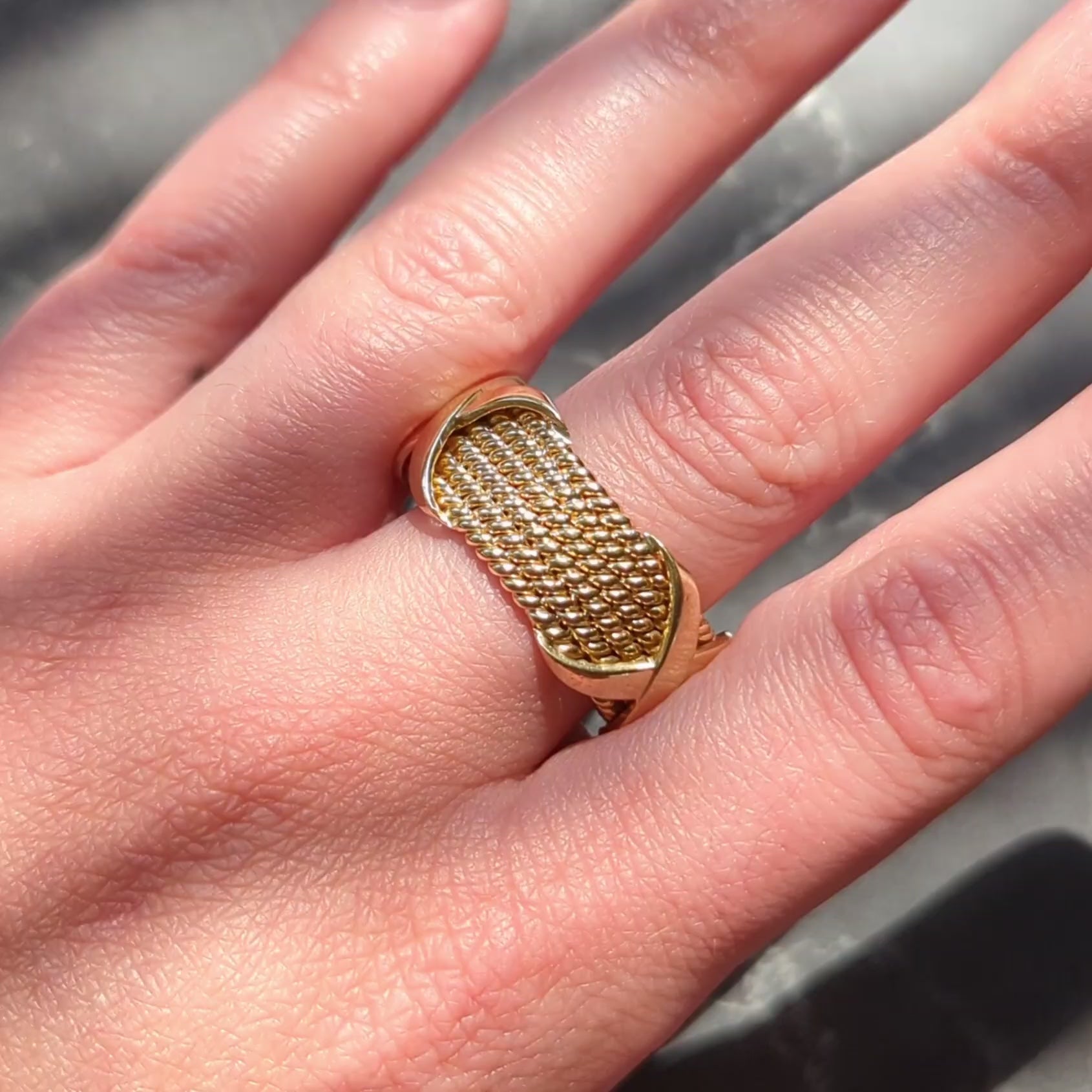 Tiffany & Co. Schlumberger 1980's 18 Karat Yellow Gold Vintage X Band Ring