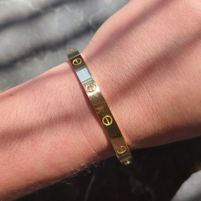 Cartier 1990's 18 Karat Yellow Gold Vintage Love Bangle Size 20 Bracelet