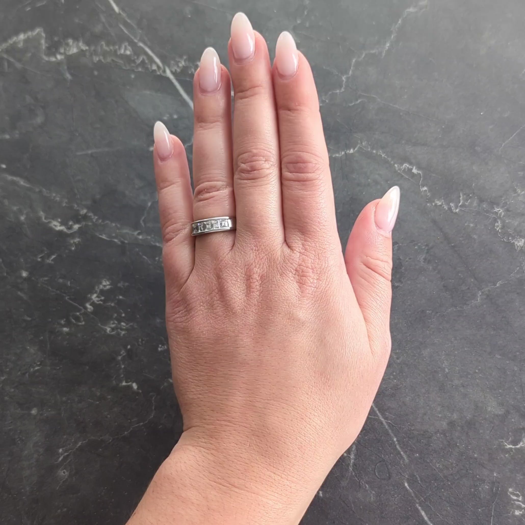 Contemporary 1.02 CTW Step Cut Diamond Platinum Channel Band Ring