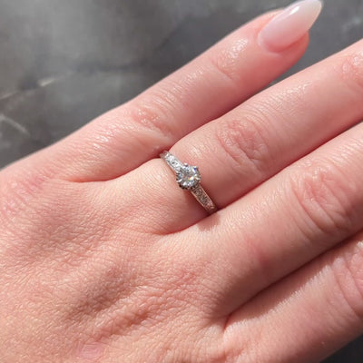 Art Deco Old Mine Cut Diamond Platinum Tulip Vintage Engagement Ring