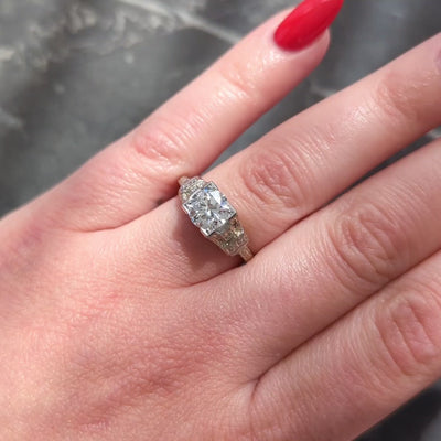 Art Deco 1.16 CTW Diamond 18K Gold Vintage Orange Blossom Engagement Ring