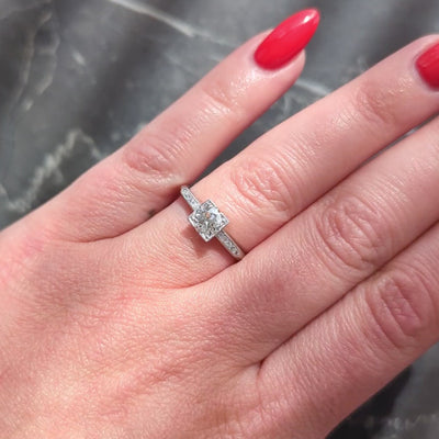 Mid-Century 0.76 CTW Old European Cut Diamond Platinum Vintage Engagement Ring